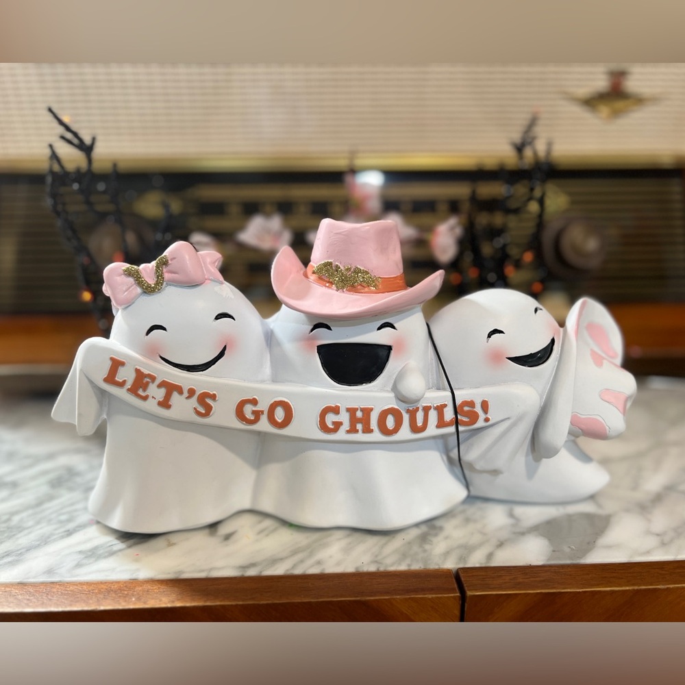 ✨NEW👻Goblin and Ghoul Let’s go Ghouls! Pink Cowboy Ghost Trio Decor👻 - Picture 9 of 11